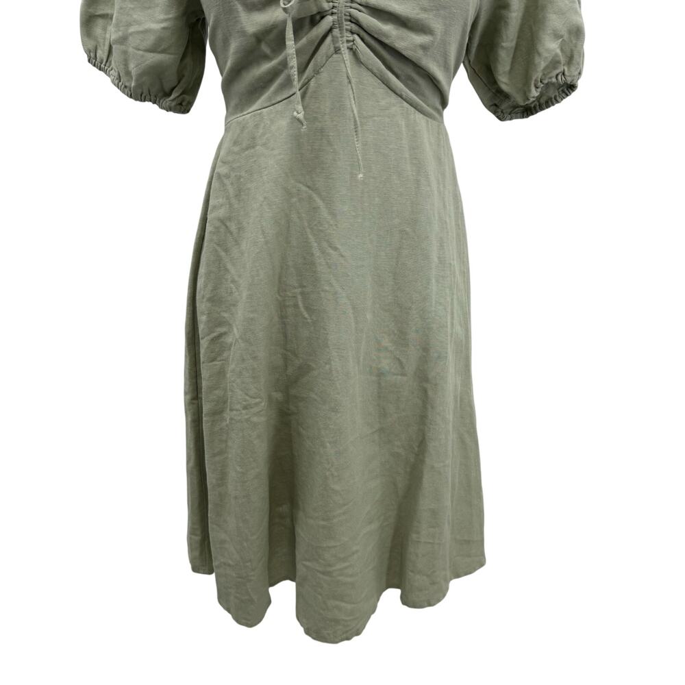 NEW Japna Linen Blend Dress M Sage Green Milkmaid Coquette Peasant Renaissance - Picture 4 of 9